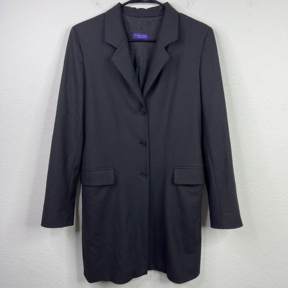 Vintage Future Ozbek Rifat Ozbek Jacket 8 Black Longline Wool Italy Made Goth
